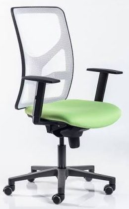 silla giratoria ergonómica operativa con respaldo y brazos.