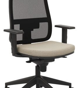 silla giratoria ergonómica operativa con respaldo y brazos.