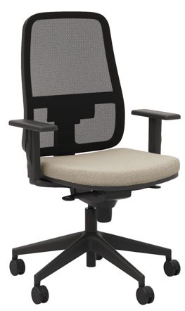 silla giratoria ergonómica operativa con respaldo y brazos.