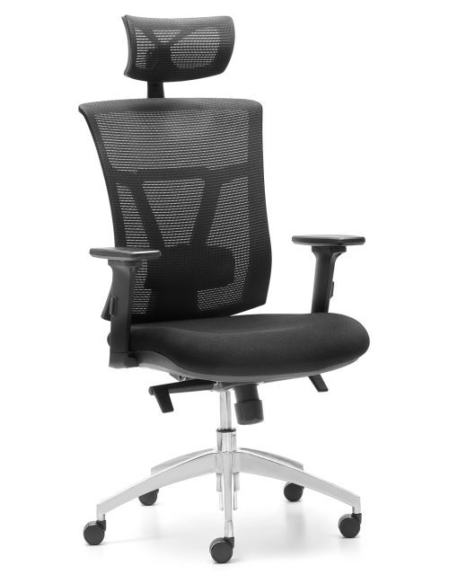 sillón giratorio de dirección de respaldo alto con brazos.