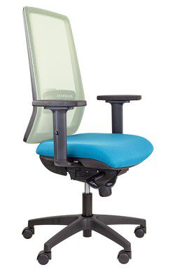 silla giratoria ergonómica operativa con respaldo y brazos.