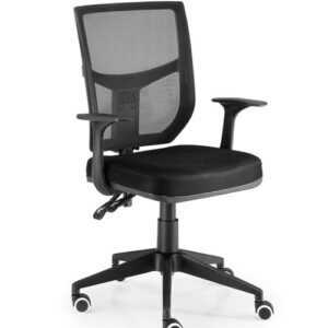 silla giratoria ergonómica operativa con respaldo y brazos.