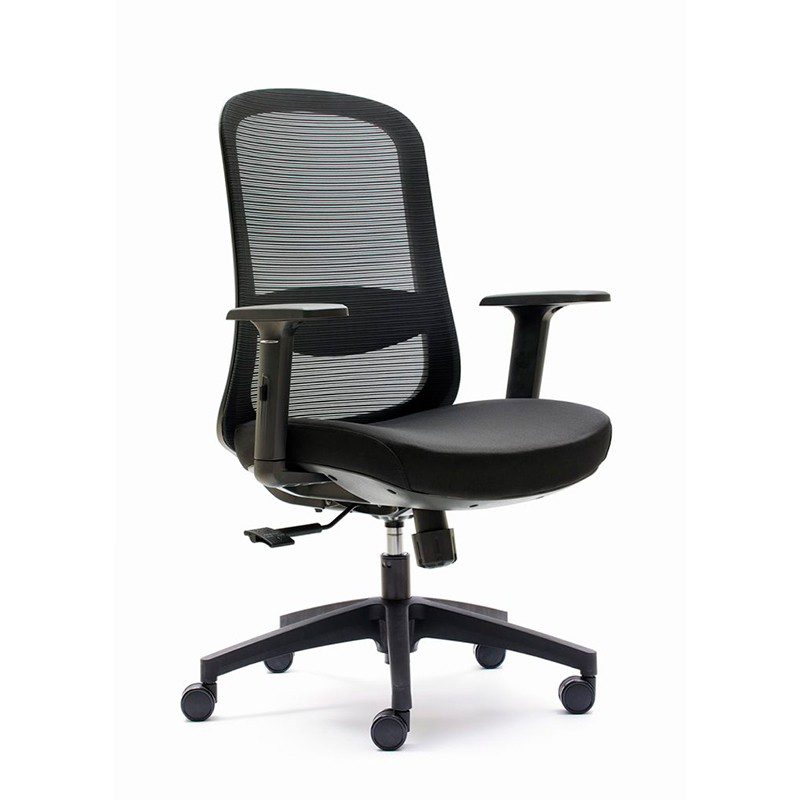 silla giratoria ergonómica operativa con respaldo y brazos.